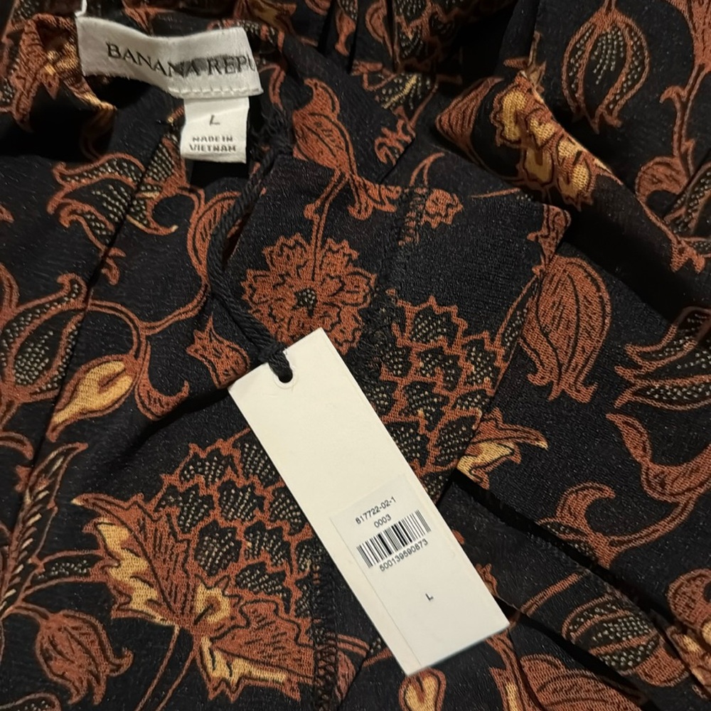 Banana Republic Long Sleeve Mesh Black and Brown Floral Maxi Dress - Picture 4 of 4